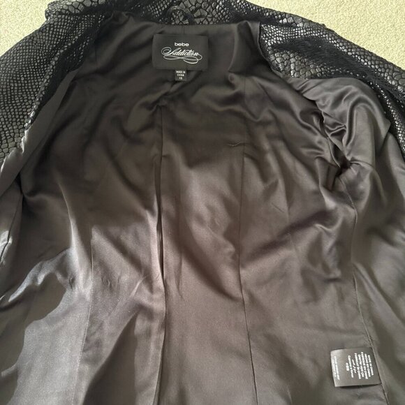 Bebe Black Leather Snakeskin Moto Jacket size XS NWOT - Picture 9 of 15